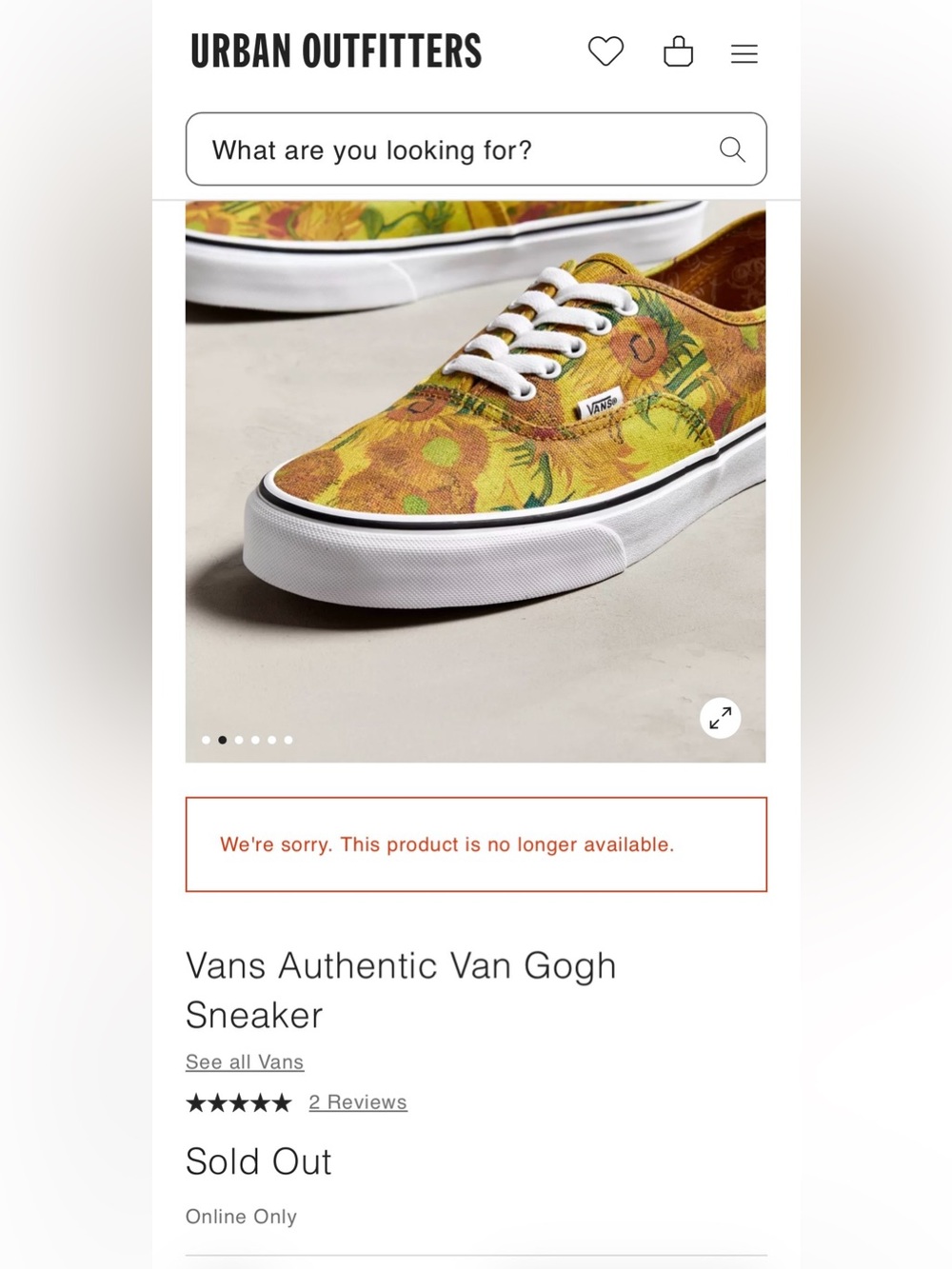 NWT- Vincent Van Gogh Sunflower Painting Vans Authentic Lace Sneakers